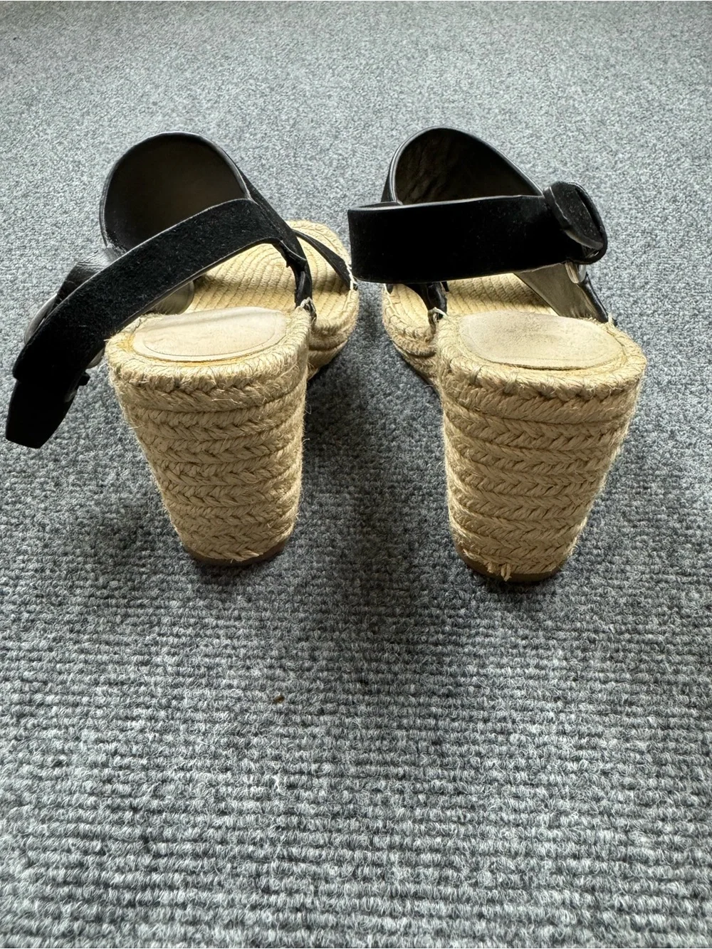 Banana Republic Black Suede Espadrille Wedge Sandals Size 6.5